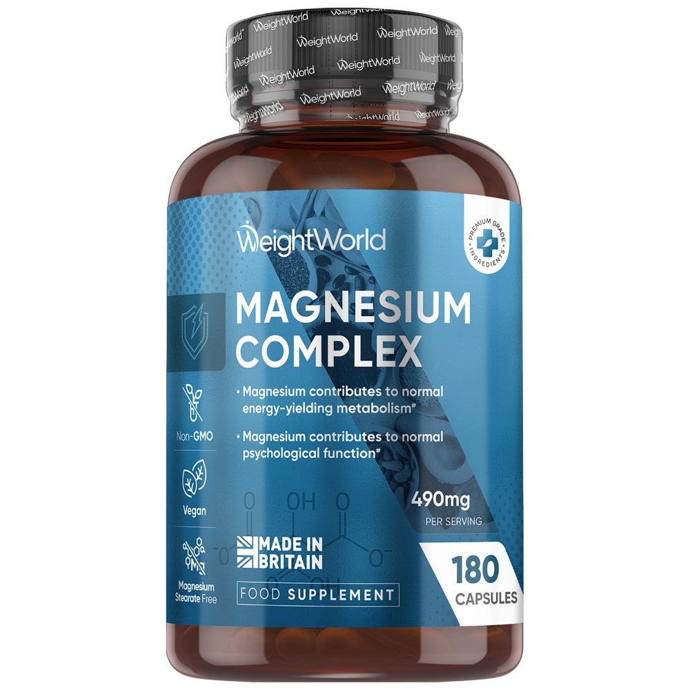 WeightWorld Magnesium Complex 490 mg med fire magnesiumformer, 180 kapsler