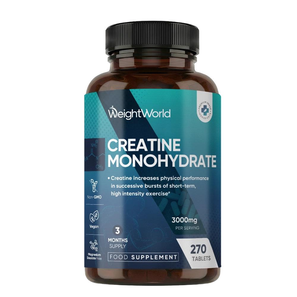 WeightWorld Kreatin Monohydrat 3000mg 270 tabletter hvid beholder