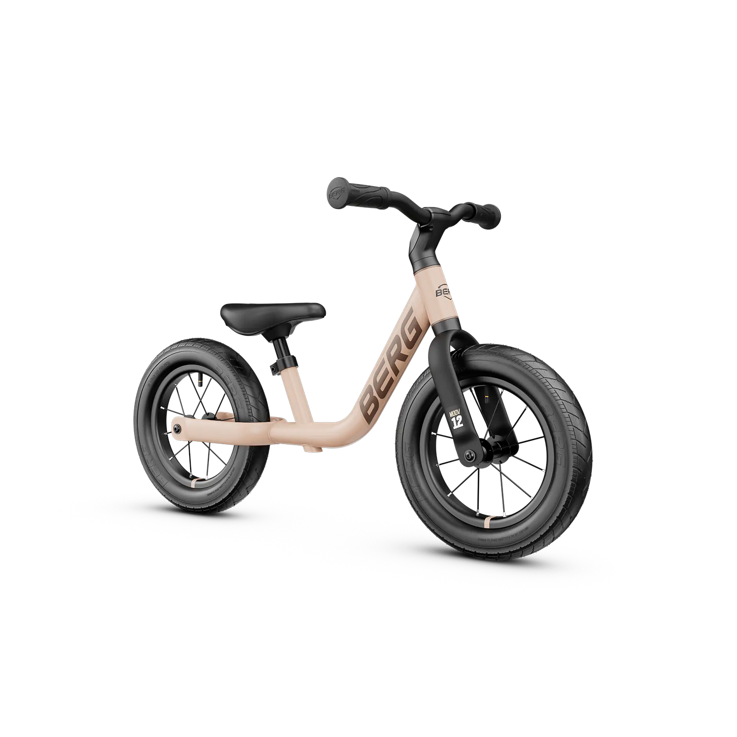 BERG Moov 12 løbecykel i sand beige med luftdæk og justerbart styr