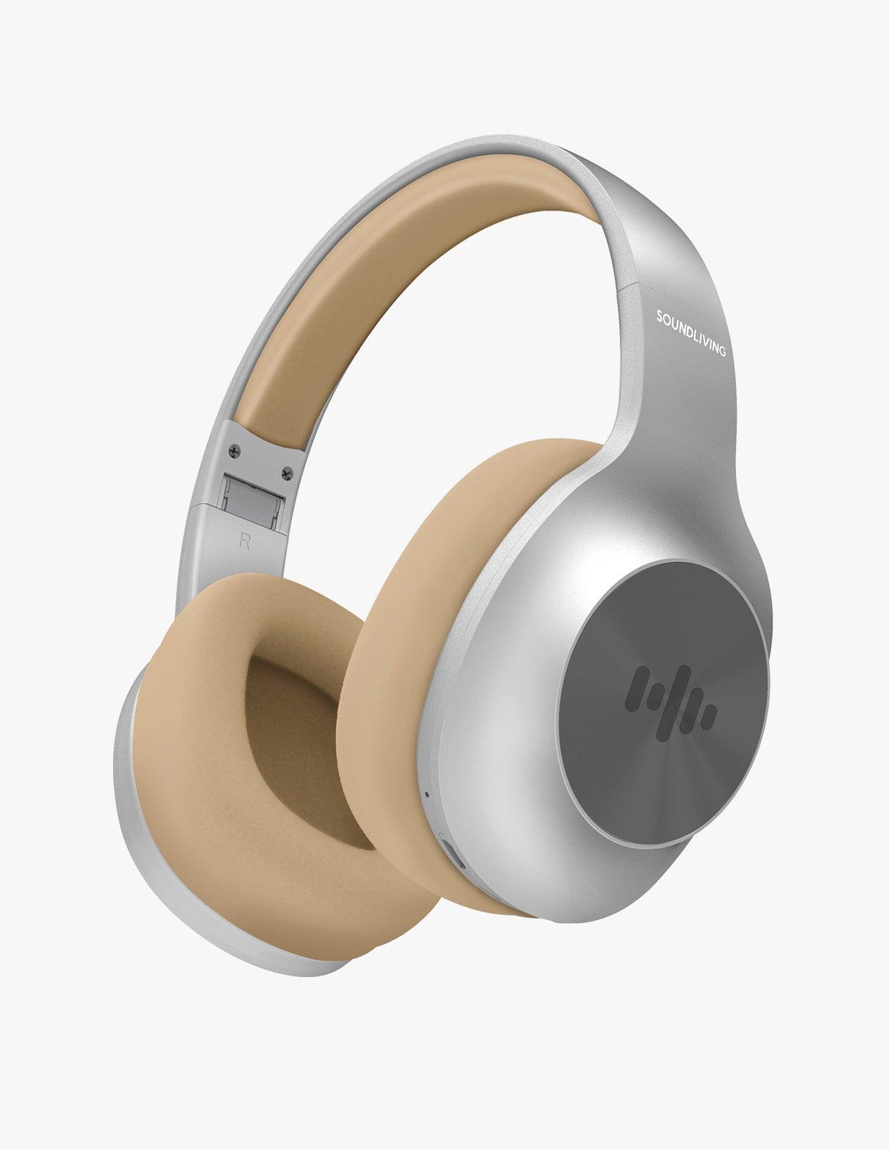 Soundliving Soul over-ear høretelefoner i sølvfarve, let og kompakt budgetmodel