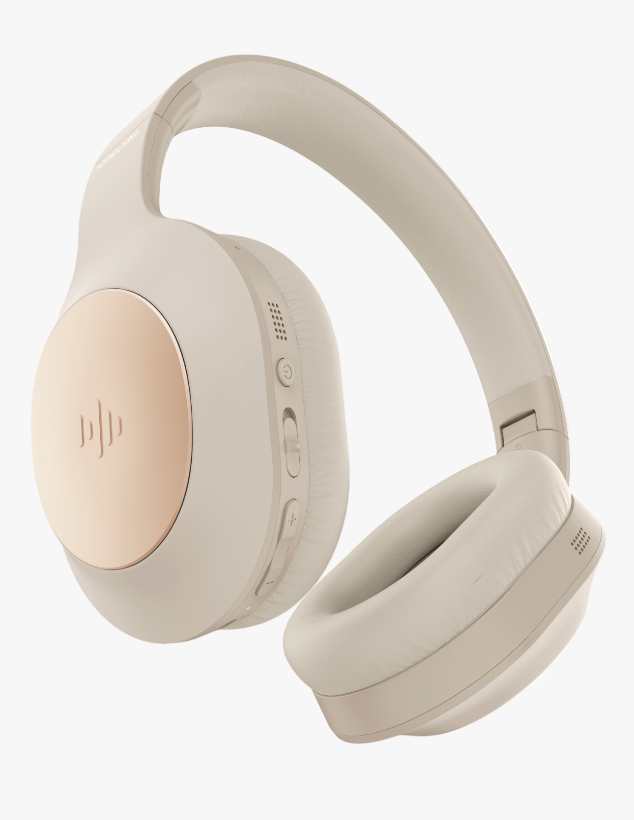 Soundliving Wave Pro trådløse over-ear høretelefoner i beige, foldbar model