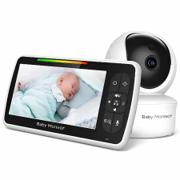 BabyMart video babyalarm med 5 tommer farveskærm og fjernstyret kamera