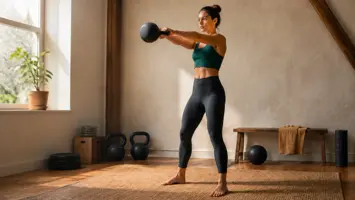 Kettlebells i forskellige vægte til styrketræning derhjemme