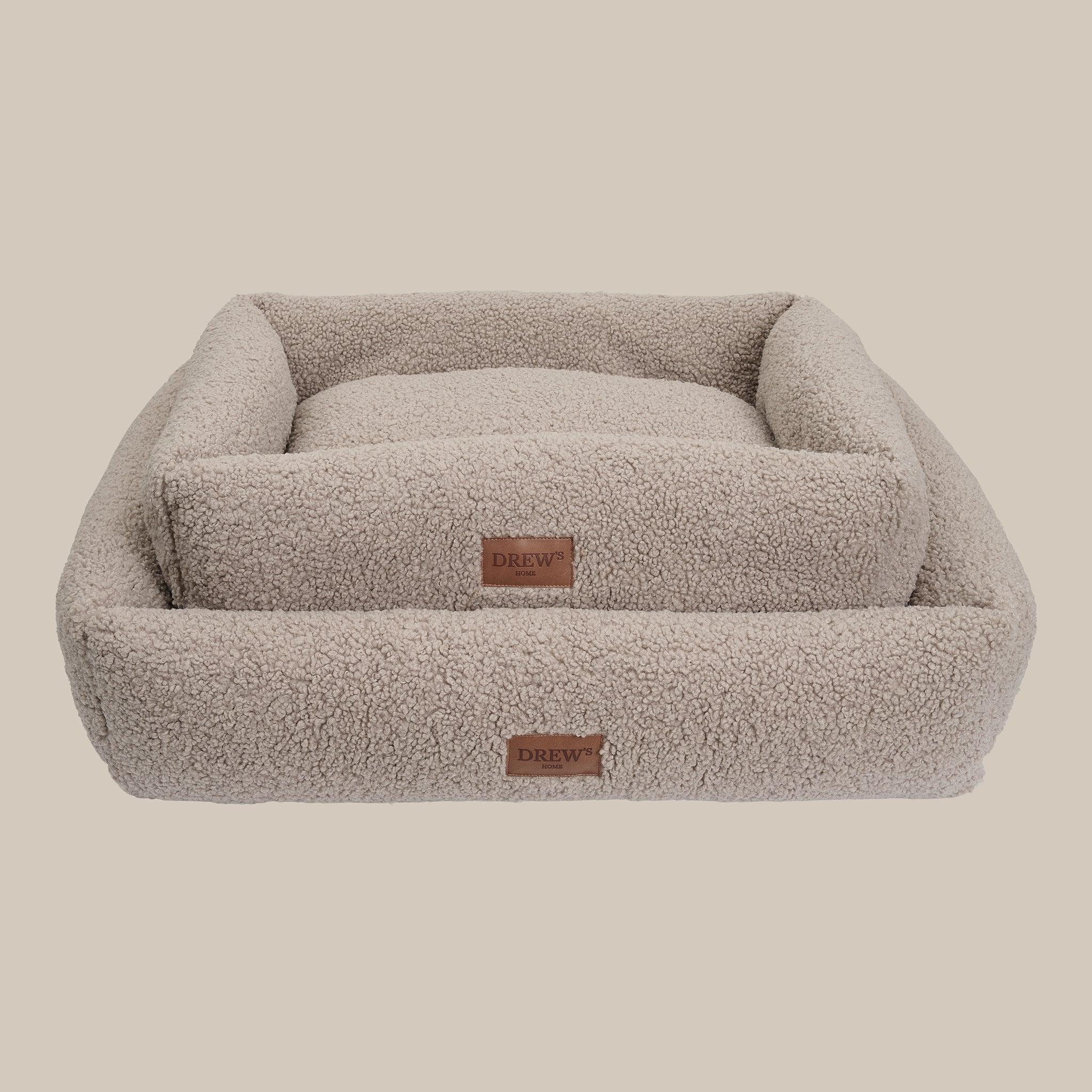Drew's Dogwear Nuna Teddy hundeseng i beige med memory foam