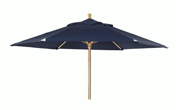 Marineblå centerstang parasol Ø3 meter med FSC-godkendt sycamore-træstok, Reggio model fra Enggården