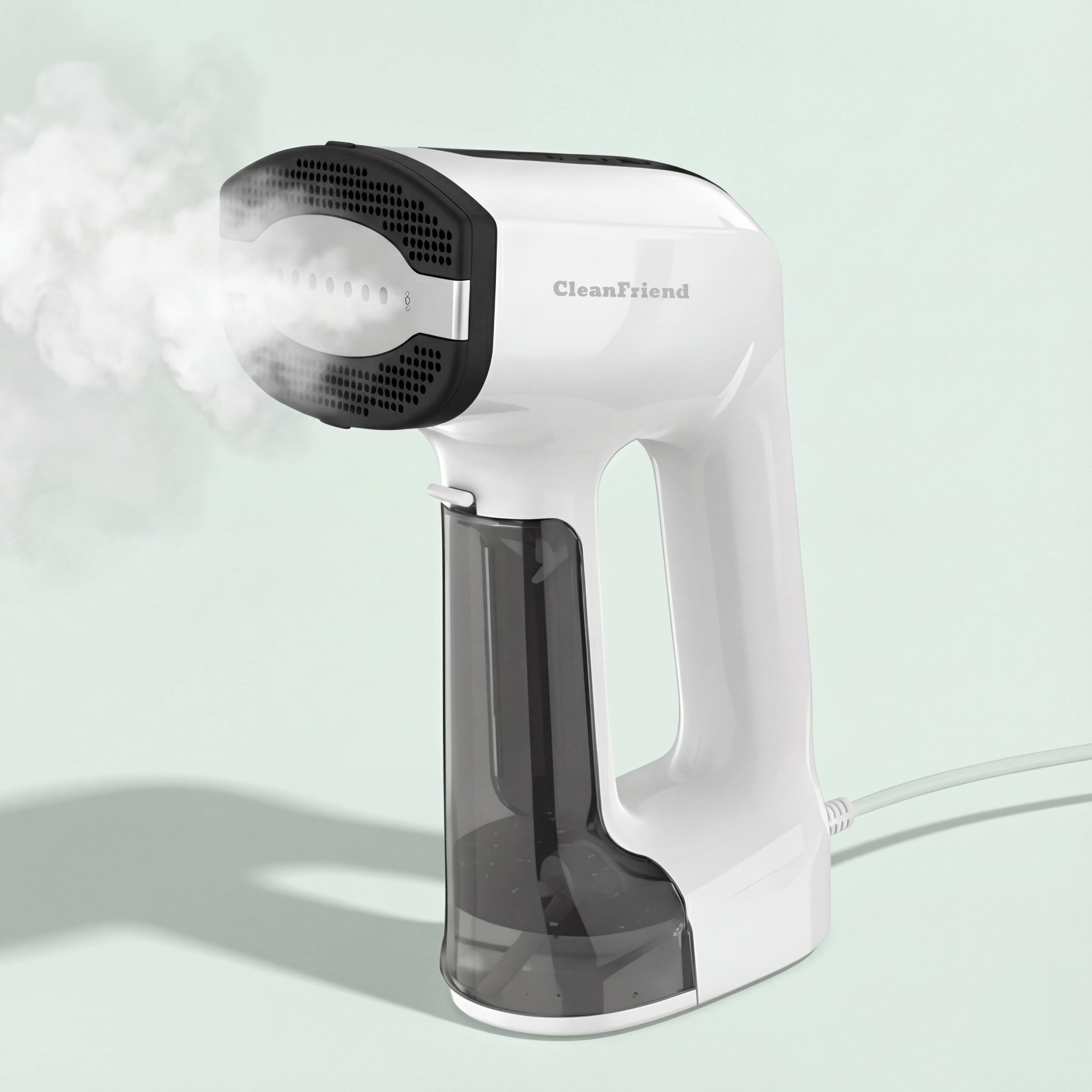 CleanFriend Steamy tøjdamper i hvid med sugefunktion