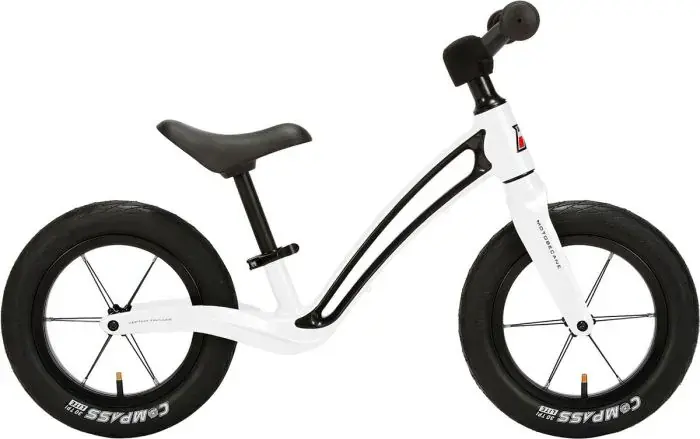 MBK Motobecane Roadie løbecykel i blank hvid med 12 tommer aluminiumsfælge