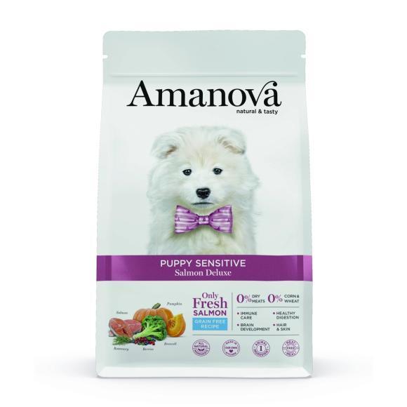Amanova Laks Sensitive kornfrit hvalpefoder med laks 7 kg