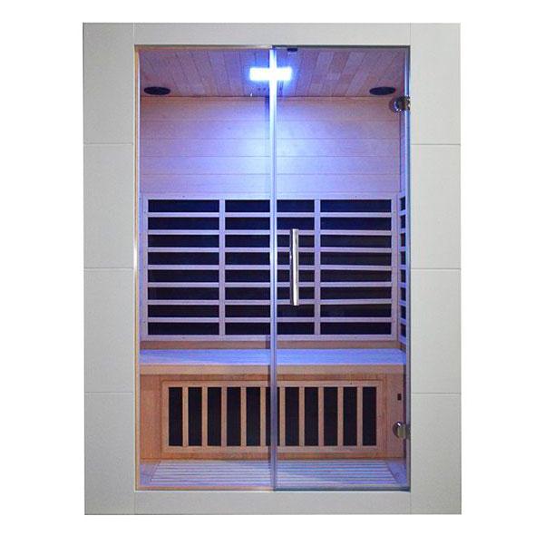 MaXXwell Nimba 2100W infrarød sauna til 3 personer i hvid hemlock-træ med eksternt display