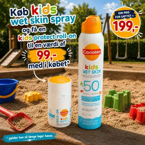 Carroten Dry Mist Kids SPF 50 solcreme spray til børn, 200 ml med roll-on