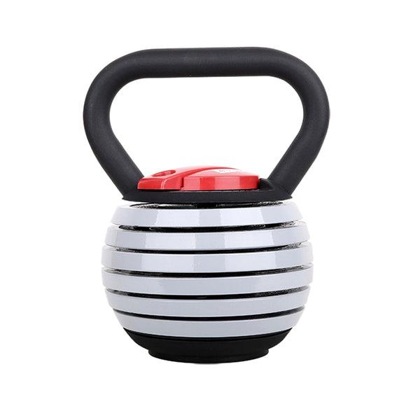 Justerbar kettlebell der dækker fra 4 til 18 kg i syv trin med PVC-betræk og indstillelig vægt
