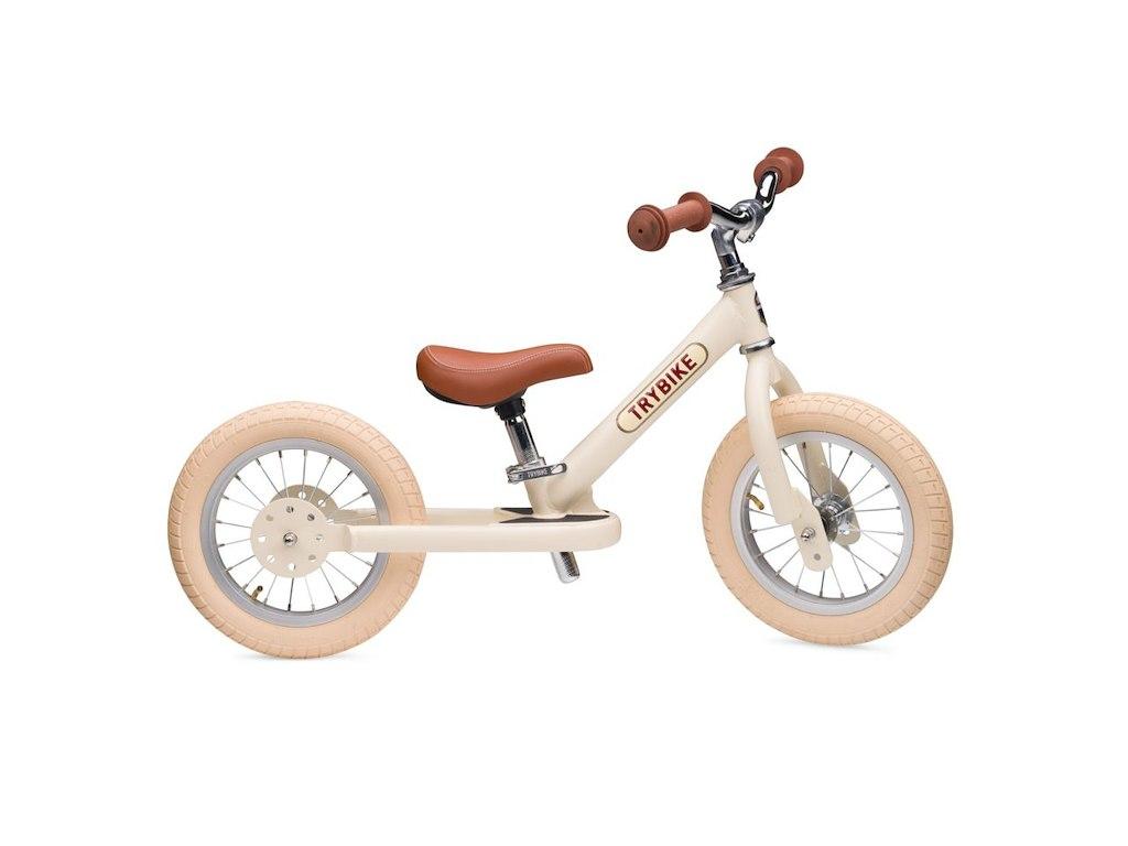 Trybike balancecykel med to hjul og stålstel i vintage-farve