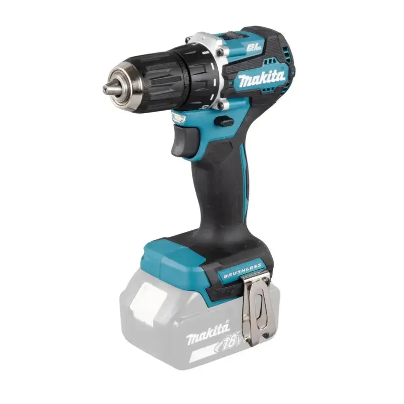 Makita DDF487Z 18V bore-/skruemaskine i blå og sort på hvid baggrund
