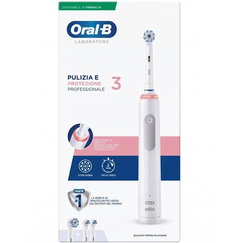Oral-B Pro 3 elektrisk tandbørste hvid med 360 graders tryksensor