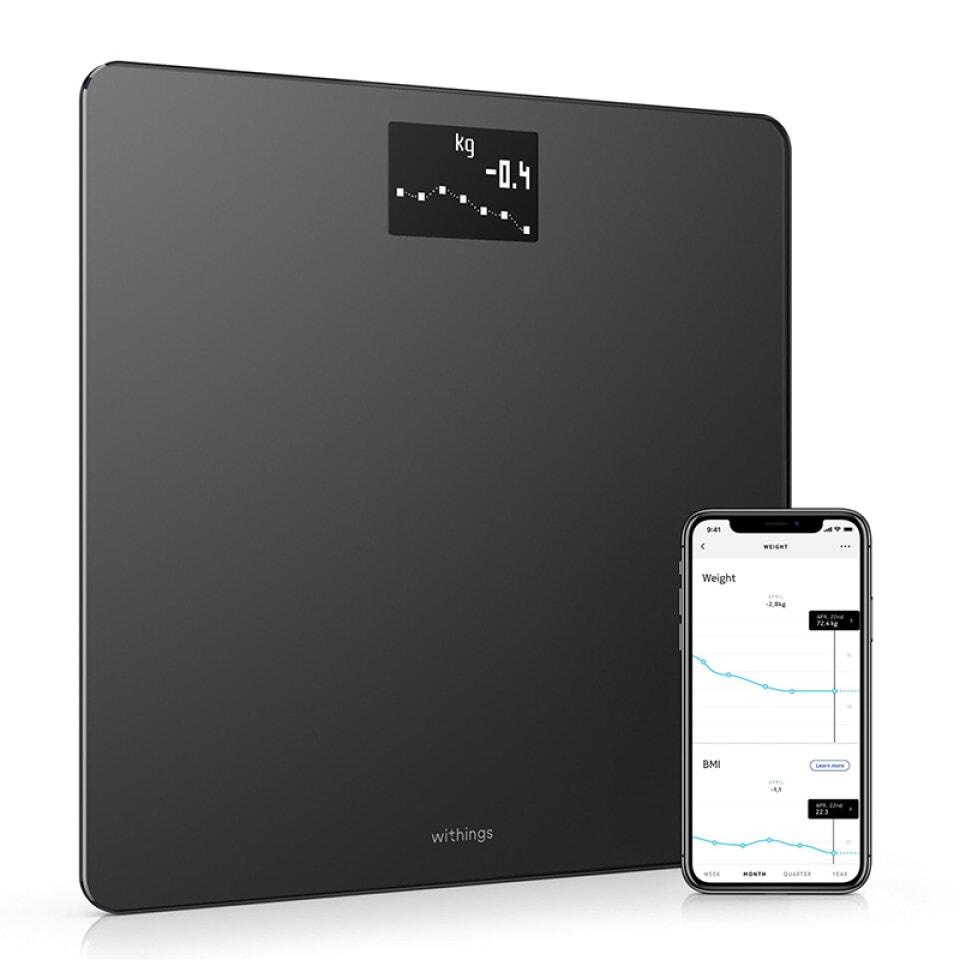 Withings Body badevægt i sort med smartphone-app